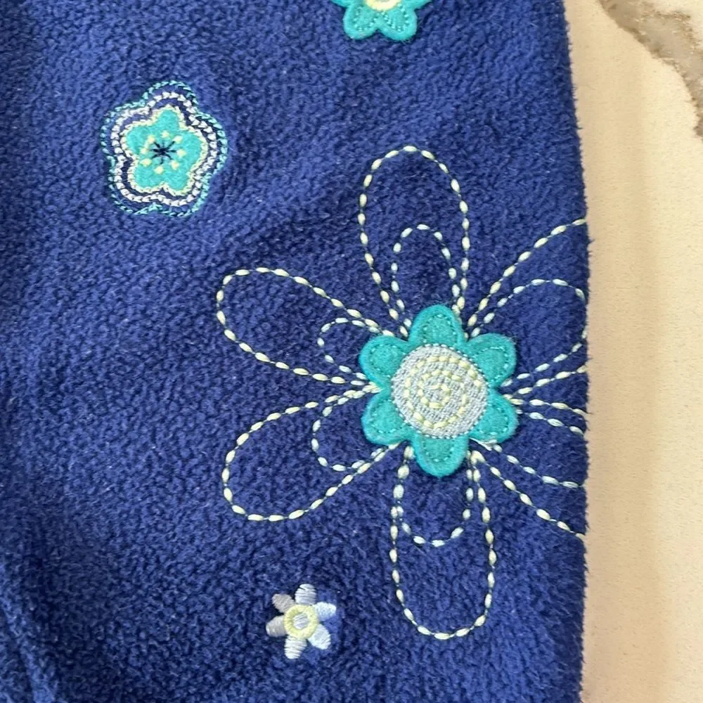 Carter's | Infant Girls Blue Floral Soft Fleece Jumpsuit Romper 0-3M